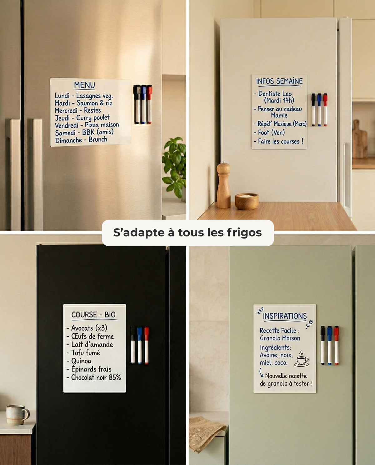 Tableau Magnétique CLARÉE + 3 stylos inclus
